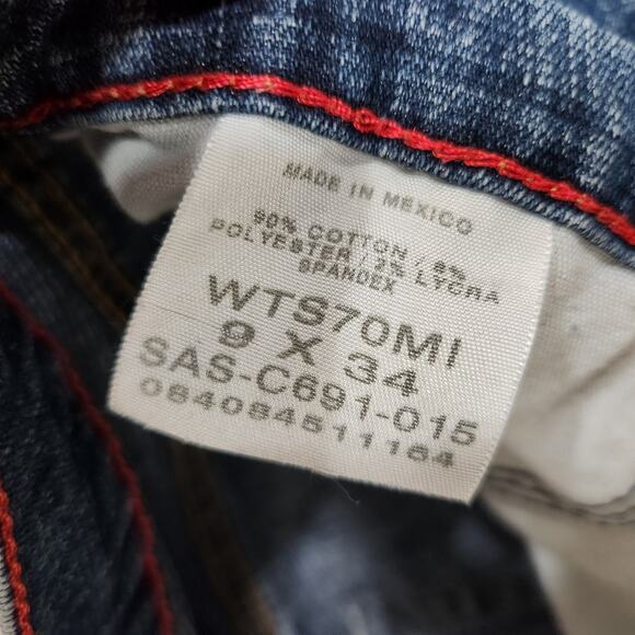 Vintage Wrangler Twenty X Tulsa Straight Leg Jeans Dark Blue Denim Size 9x34 - Picture 9 of 10